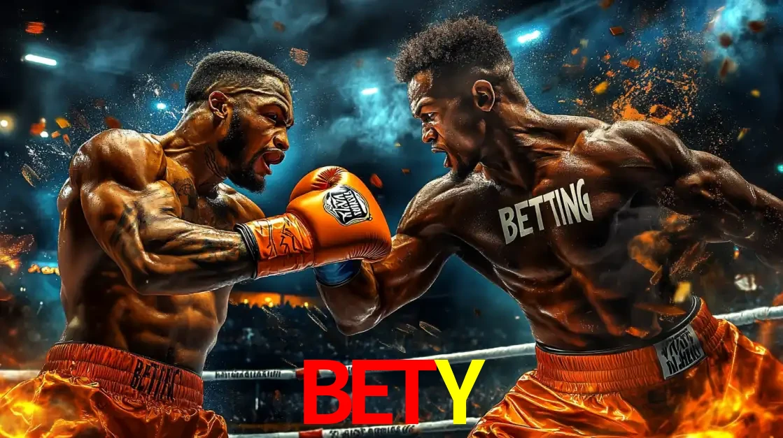 Dois boxeadores em uma luta intensa e explosiva, representando a adrenalina e as oportunidades de apostas em esportes de combate disponíveis na plataforma BETY.
