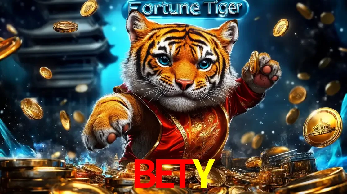 Imagem promocional do jogo de slot Fortune Tiger, com um tigre majestoso em traje tradicional cercado por uma fortuna em moedas de ouro, disponível agora no cassino BETY.